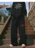 Pantalón de Chándal Drapeado Streetwear de Moda Unisex Primavera y Otoño Bordado de Letras Recto Suelto Versátil Casual Pantalón Largo