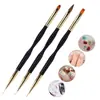 Set de Bolígrafos para Uñas Set de 3 Piezas Bolígrafo Pintura Dibujo de Línea Bolígrafo de Cristal Bolígrafo para Uñas Pincel para Uñas Bolígrafo de Doble Punta para Uñas