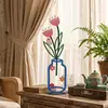 Vaso de Ferro Estilo Nórdico, Ornamento de Decoração de Mesa, Peça de Arte Colorida Vazada de Luxo Leve, Decoração Suave para Arranjo de Flores