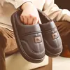 Pantuflas de algodón cálidas de invierno, unisex, impermeables, engrosadas, antideslizantes, para uso en interiores y diario, disponibles en tallas grandes, hechas de cuero PU, impermeables
