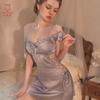 Camisón de verano francés con tirantes para mujer, de encaje suave, sin espalda, de alta gama, 1996