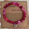 Com Cartão 8mm Pulseira de Contas Pedra Zebra Rosa Presente de Feriado Homens e Mulheres Pulseira de Contas Coração de Amizade Atacado Estilo Quente