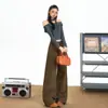 Calça jeans nova de outono/inverno estilo retrô americano, confortável e valoriza a silhueta, comprimento longo, versátil para o dia a dia, estilo casual e descontraído, corte solto para mulheres