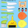 Cuchillo de Plástico para Fruta para Educación Temprana Infantil Cuchillo para Pelar Melón y Fruta Tabla de Cortar Patatas Molde para Galletas para Alimentos Complementarios Juego de Recogedor y Escoba