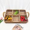 Rattan de imitação tecido com acrílico luxo leve alta qualidade novo prato para lanches lanches para chá da tarde compartimento para frutas secas doces