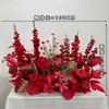 Arreglos de flores artificiales para bodas, arreglos florales para decoración de pasillo, decoraciones de escaparate de compromiso con temática de bosque, arreglos de escena de boda de color rojo rosa