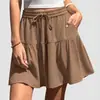 2026 Verano Nuevo Ropa Femenina Transfronteriza Amazon Wish Comercio Exterior Europeo y Americano Color Sólido Holgado Casual Falda con Cordón