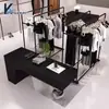 Expositor de Ilha para Loja de Roupas, Arte em Ferro, Preto, Suporte de Exposição Central, Prateleira de Exposição de Roupas de Duas Fileiras, Cabideiro para Loja de Roupas Femininas