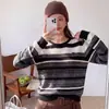 Suéter de punto clásico retro a rayas para mujer, nuevo modelo 2026, camiseta básica de manga larga con cuello redondo, adecuado tanto para usar solo como en capas, suéter de moda