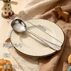 Colher quadrada de titânio puro cristalizado de alta temperatura, colher de titânio antibacteriana e resistente a mofo, colher de sopa, colher de jantar, colher de sobremesa, colher quadrada