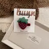 Novo grampo de cabelo de tecido doce de outono com estampa xadrez de bolinhas e desenho de fruta, elástico de cabelo fofo para menina, acessório de cabelo