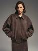 Chaqueta bomber americana de cuero con solapa, nueva moda Amazon 2025 para mujer