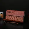 Carteira masculina transfronteiriça com novo padrão de crocodilo, multicamadas, porta-cartões múltiplos, bolsa de mão, bolsa de mão portátil da moda, fabricantes, atacado