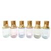 Frasco de perfume colorido frasco spray de pressão frasco de vidro vazio frasco de amostra pequeno 30 ml frasco dividido portátil cilíndrico tampa dourada