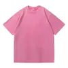 Camiseta Redonda Estilo Vintage Lavada 230g Transfronteriza, Estilo Americano, Corte Holgado Europeo y Americano, Hombro Caído, Algodón Puro Resistente, Proceso Tie-Dye, Manga Corta