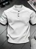 2026 Verão Masculino Amazon Transfronteiriço Gola Henry Solto Manga Curta Ombro Normal Polo Camiseta de Manga Meia-Manga Premium