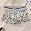 Ropa interior de algodón puro para hombre con estampado de panda lindo estilo japonés, Boxer briefs cómodos y transpirables de cintura media, Calzoncillos tipo bóxer modernos para hombre