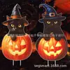 Placa de Jardim Popular Transfronteiriça Gato Preto de Halloween com Olhos Brilhantes, Decoração de Gramado de Jardim ao Ar Livre