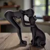 Impressão 3D luxuosa bestseller transfronteiriça nova figura minimalista em preto e branco de amor de uma mulher acariciando um gato, presente de Dia dos Namorados