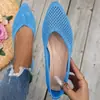 Nuevos Zapatos Planos Casuales de Punto Transpirable con Punta Puntiaguda y Diseño Calado, Estilo Transfronterizo de Color Sólido, Zapatos de Trabajo Perezosos para Mujer Wish