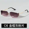 Gafas de sol sin montura nuevas transfronterizas 69021 Personalidad europea y americana rectangulares moda recorte irregular metal gafas de sol para mujer