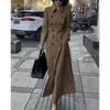 22900 Damei Ai Yuan Novo Estilo Outono/Inverno 2025 Gola Lapela Manga Longa Dupla-Face Longo Casaco Trench Coat Emagrecedor Jaqueta Feminina