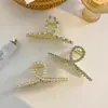 Nova Presilha de Cabelo com Pérolas e Strass para Mulheres Head Grande Presilha de Garra Presilha de Garra de Cabelo Presilha Superior Presilha de Tubarão Headwear de Liga