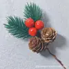Decorações de Natal Transfronteiriças, Acessórios para Buquês, Flocos de Neve, Frutos de Azevinho, Pinhas Plásticas Artificiais, Combinação de Conjunto de Galhos Pequenos