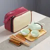 Juego de té Kung Fu portátil para viaje, traje, tetera mini simple, regalo de mano para bienes raíces de negocios, LOGOTIPO