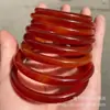 Pulseira de Ágata Vermelha Brasileira, Pulseira de Calcedônia Estilo Étnico Vermelho Chinês, Pulseira de Ágata Jade Enrolada em Seda, Pulseira de Jade Feminina