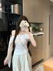 Deseo Puro Blanco Camiseta de un Hombro con Hombro Caído Diseño de Verano para Mujer Nicho Fuera del Hombro Corto Sexy Dulce Top para Chica Caliente