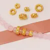 Relleno de Oro de 18 Quilates Oro Real Agujero Grande Flor de Diamante Cuentas Espaciadoras DIY Flor Trébol Pulsera Rueda Cuentas Material para Cuentas
