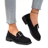 Comercio Electrónico Transfronterizo Otoño 2026 Mocasines Retro para Mujer Suela Plana Zapatos Pequeños de Cuero Mocasines Británicos Slip-on Hebilla Cuadrada Hombre Perezoso