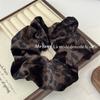 2024 nuevo anillo para el cabello de terciopelo de leopardo para el intestino grueso, temperamento femenino, cuerda para el cabello de alto sentido, coleta baja, cuerda para atar, red, flor de cabeza roja