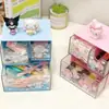 Caja de Cajón de Escritorio Estilo Ins Corazón de Niña Kulomi Caja de Almacenamiento Transparente Grande con Purpurina Caja de Clasificación y Organización de Tres Compartimentos