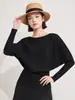 Blusa estilo Miyake com manga morcego, design para primavera e outono, cor sólida, camiseta com cintura fina, manga longa, versátil e moderna, roupas femininas
