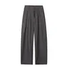 Pantalones de Pierna Ancha Rectos Largos para Hombre, Estilo Old Money con Pliegues en Línea A, Estilo Americano Otoñal, Pantalones Casuales Sueltos con un Toque de Lujo