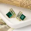 Pendientes versátiles de celebridad de internet con temperamento coreano para mujer, nuevos pendientes de alta gama con incrustaciones de diamantes, pendientes geométricos de alas de rombo de cristal