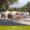 Conjunto de Sofá Nórdico para Exterior com Rattan Trançado e Madeira Maciça de Teca, Incluindo uma Mesa e Oito Cadeiras para Pátio ou Jardim Externo