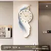 Reloj de Pared de Plumas para Sala de Estar, Pintura Decorativa de Gama Alta para Comedor, Reloj Silencioso Moderno de Lujo Ligero para Uso Doméstico, Compra al por Mayor
