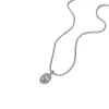Colar com Pingente Oval de Zircônia em Prata Esterlina S925 para Mulheres, Corrente Fina de Bolinhas Redondas de Luxo Discreto, Corrente de Clavícula Versátil da Moda