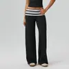 Calça Esportiva Longa Transfronteiriça Europeia e Americana Patchwork Retrô Bolinhas Cós Dobrável Fitness Levanta Quadril Aperta Abdômen Calça de Yoga Longa Escovada