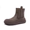 Dongguan Extranjero Soltero Invierno Nuevo Botas de Nieve de Suela Gruesa Punta Redonda Cálidas Botas Engrosadas Zapatos de Algodón Casuales Retro de Cuero Genuino para Mujer