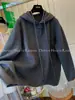 Moletom com Zíper Parcial e Capuz Espesso Plus Size 300 Jin Feminino Outono Inverno Solto Oversized Color Block Camada Interna Roupa de Fora