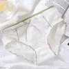 Novas calcinhas sexys de renda com trama respirável de cintura média para mulheres, calcinhas de algodão antibacteriano sem costura, lingerie feminina
