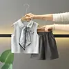 X227 Conjunto de Verano para Niños Nuevo Estilo Coreano Atractivo Chaleco Delgado sin Mangas para Niños Ropa de Verano para Bebés Conjunto de Dos Piezas Moderno