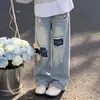 Moda Estilo Coreano Meninas Estilo Coreano Tendência Individualista Color Block Listrado Falso Conjunto de Moletom Duas Peças Versão Coreana Conjunto Elegante de Calça Jeans