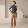 Suéter de Lã Novo Estilo Outono e Inverno com Gola Alta Meia para Mulheres Suéter Costurado Sem Costura Afunilado para Camadas Camada Interna Camada Base