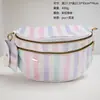 Bolsa de Ombro Casual Grande Capacidade em PVC Listrado Transfronteiriça, Bolsa Transversal no Peito, Bolsa de Cintura Feminina Versátil e Moderna