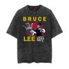 Camiseta de manga corta para hombre de la Costa Oeste con estampado de kung fu, boxeo, holgado, desgastado y estilo batik vintage de verano